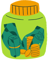 Symbolbild Glas mit Geld